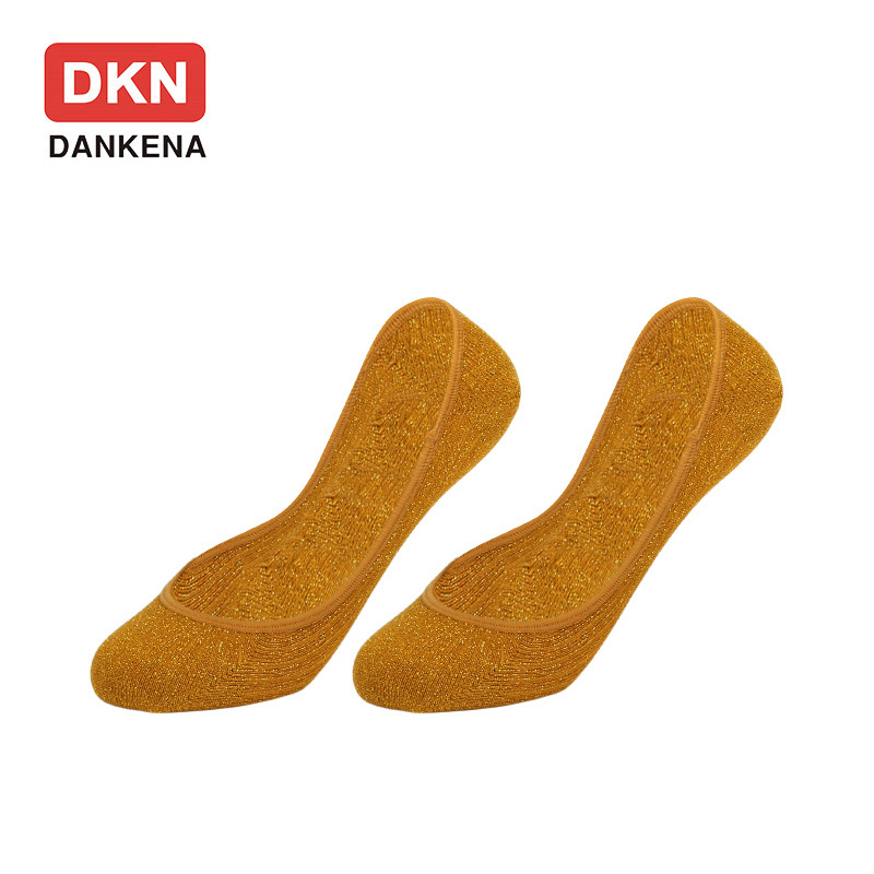 DANKENA Non-slip Silicone Gold And Silver Bars Full Color Bright Silk Socks Invisible Shallow Mouth Socks